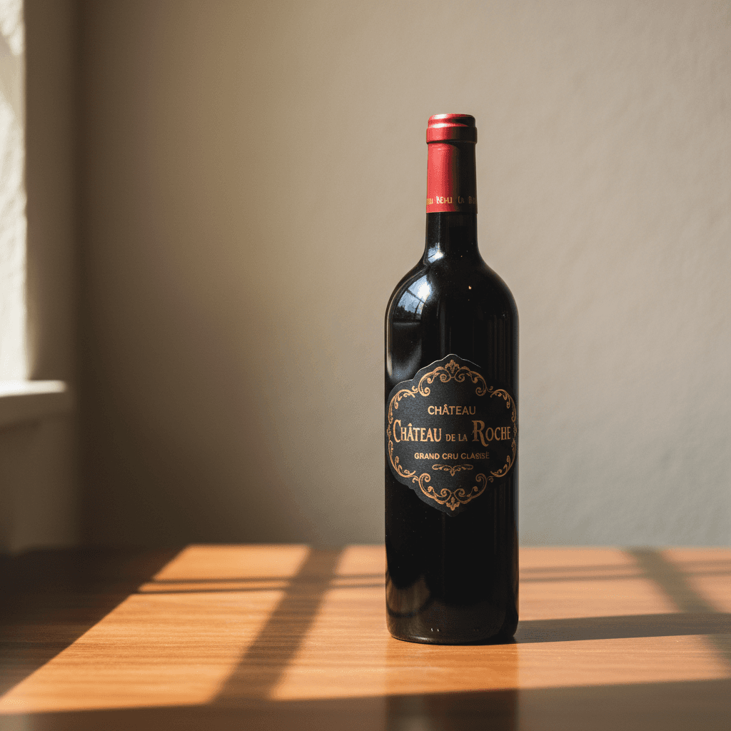 Château Alessan Reserva bottle on a walnut table