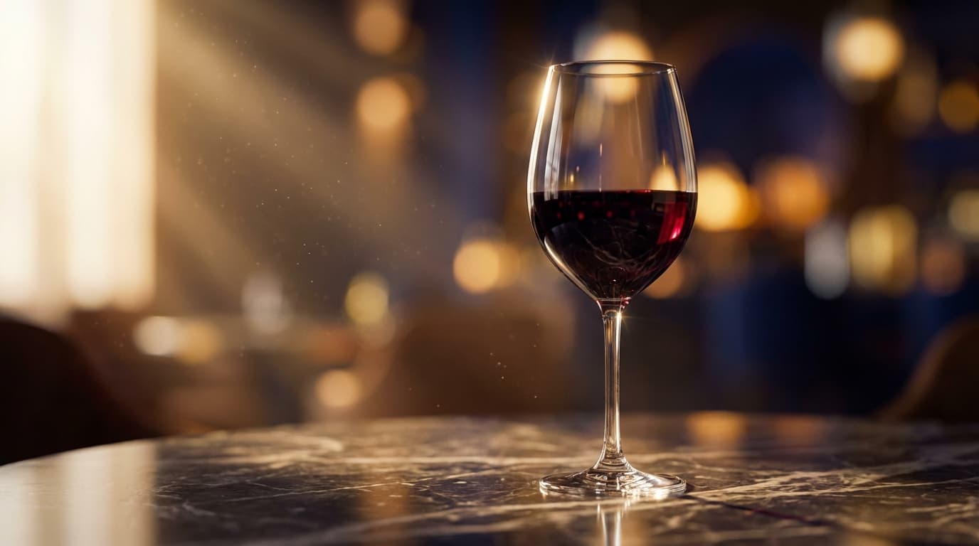 Close-up of red wine being poured into a glass against a black background