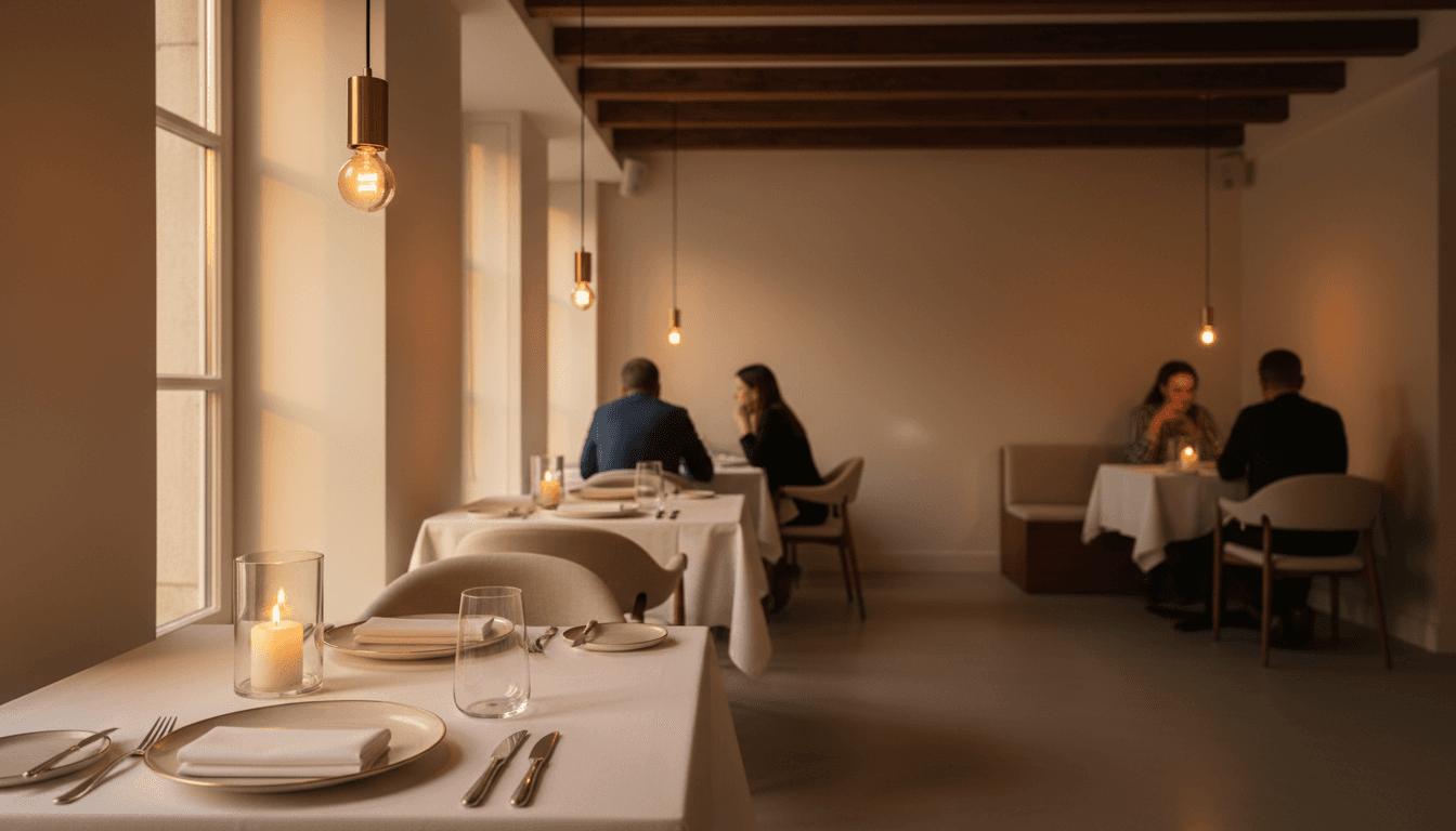 Wine bottle on a candlelit dining table in a private room